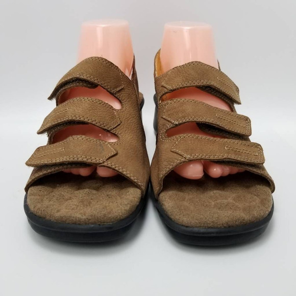 Red Cross Shoes Ultrasoft Womens Slingback Sandals Brown Leather Buckle 10 W - Picture 7 of 12